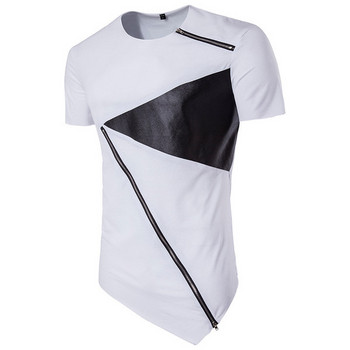 Μοντέρνο ανδρικό μπλουζάκι με φερμουάρ σε μαύρο και άσπρο χρώμα