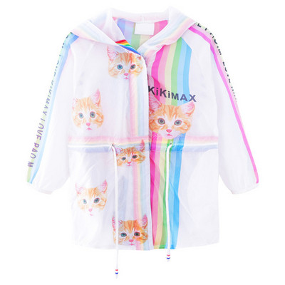 Modern gyerekkabát lányoknak kapucnival és nyakkendővel