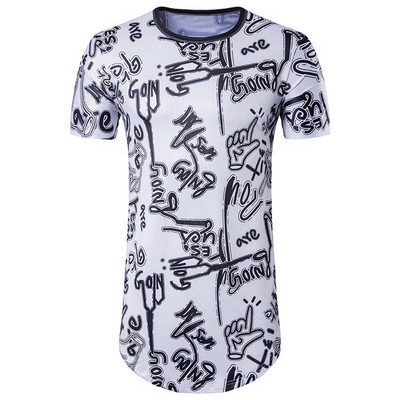 Modern, fehér, feliratos férfi póló