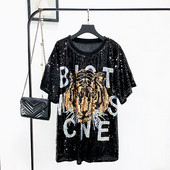 Modern női blúz fekete és ezüst flitterekkel