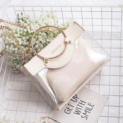 Μοντέρνα γυναικεία τσάνυα σε 4 χρώματα με διαφανές κάλυμμα και μικρή και μακρά λαβή