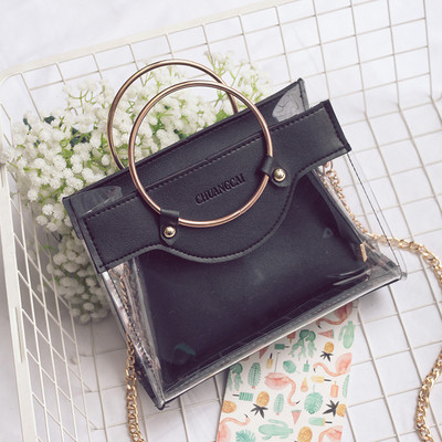 Μοντέρνα γυναικεία τσάνυα σε 4 χρώματα με διαφανές κάλυμμα και μικρή και μακρά λαβή