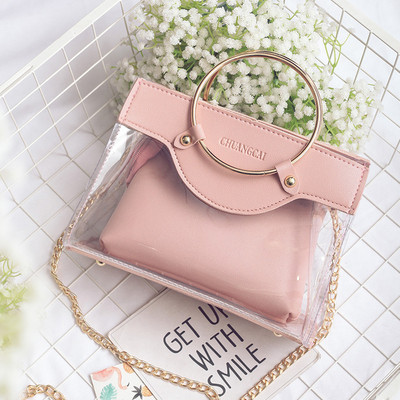 Μοντέρνα γυναικεία τσάνυα σε 4 χρώματα με διαφανές κάλυμμα και μικρή και μακρά λαβή