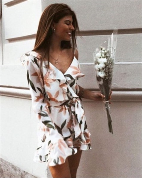 NOU Salopetă de damă modernă cu o mânecă și model floral