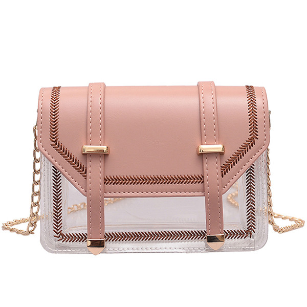 Modern női táska három színű öko bőrből, fém elemekkel és hosszú fémlánccal