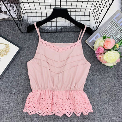 Modern női felső, vékony pántokkal, fehér, sárga és rózsaszín színben