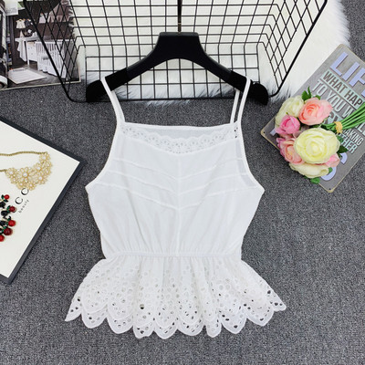 Modern női felső, vékony pántokkal, fehér, sárga és rózsaszín színben