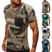 Tricou casual barbatesc cu model de camuflaj in diferite culori