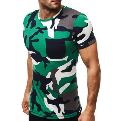 Tricou casual barbatesc cu model de camuflaj in diferite culori