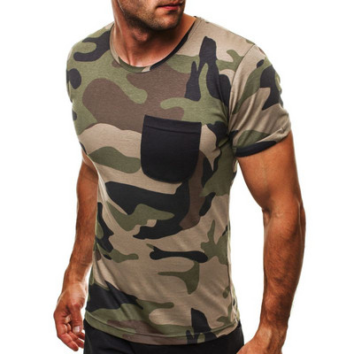 Tricou casual barbatesc cu model de camuflaj in diferite culori