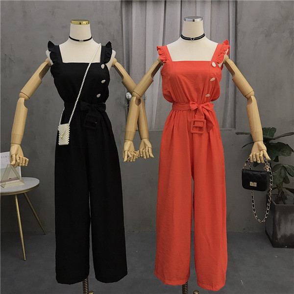 Stílusos női overál övvel és gombokkal több színben