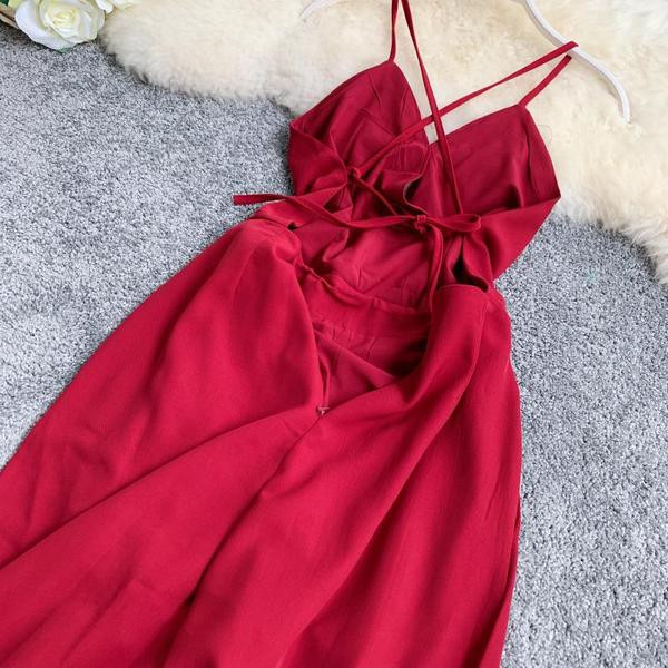 Elegáns női hosszú overall piros színben