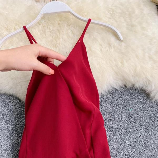 Elegáns női hosszú overall piros színben