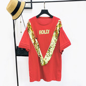 Bluză de damă modernă în trei culori cu paiete și decolteu O