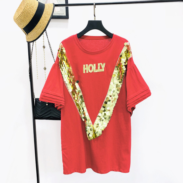 Bluză de damă modernă în trei culori cu paiete și decolteu O