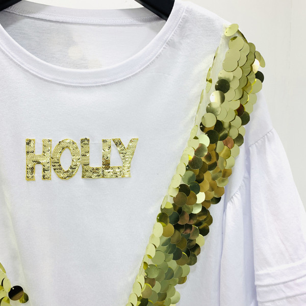 Bluză de damă modernă în trei culori cu paiete și decolteu O