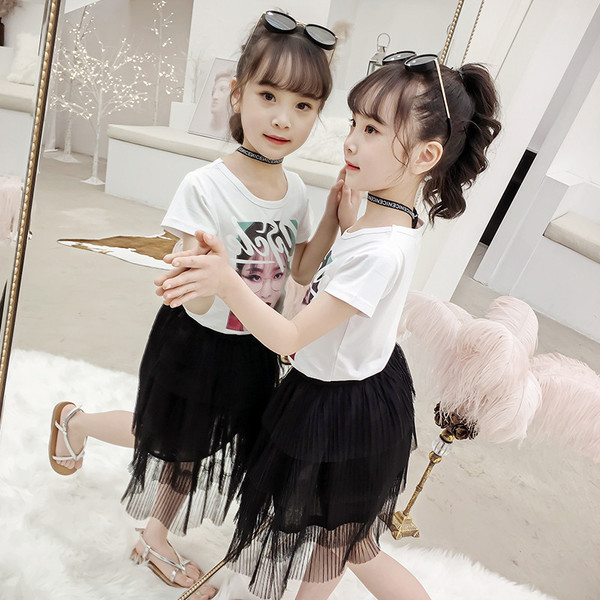 Gyerekkészlet lányoknak két színben, két részből - szoknya és póló