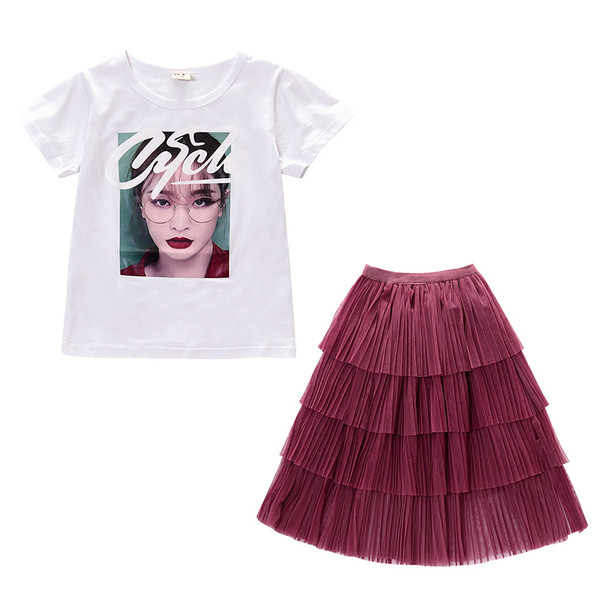 Gyerekkészlet lányoknak két színben, két részből - szoknya és póló