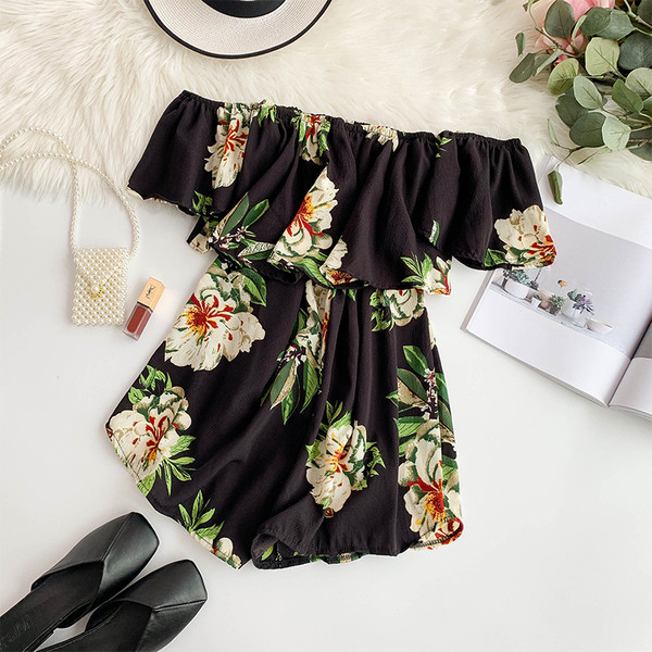 Virágos motívumú női nyári overall, három színben