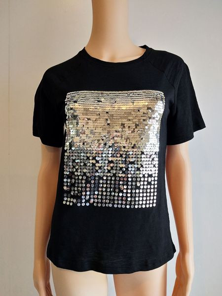 Alkalmi női póló flitterekkel fehér és fekete színben