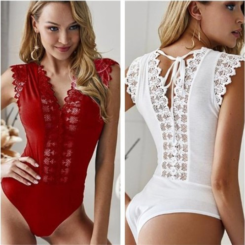 Modern női test csipkével és nyakkendővel több színben