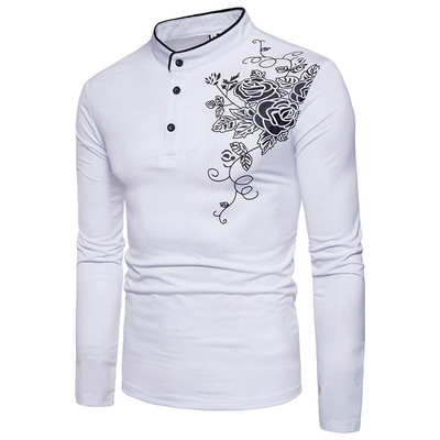 Modern férfi blúz négy színben virágos motívumokkal