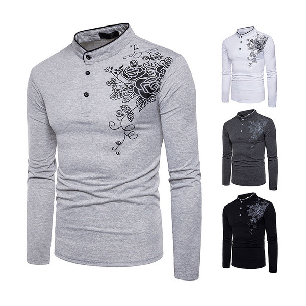 Modern férfi blúz négy színben virágos motívumokkal