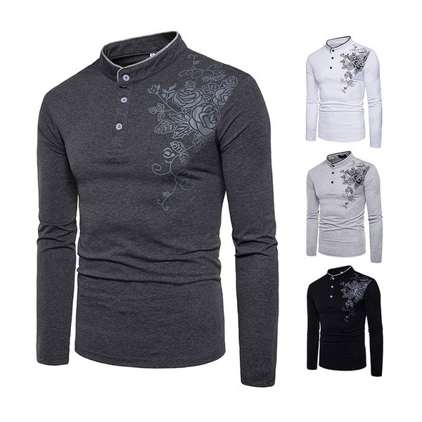 Modern férfi blúz négy színben virágos motívumokkal