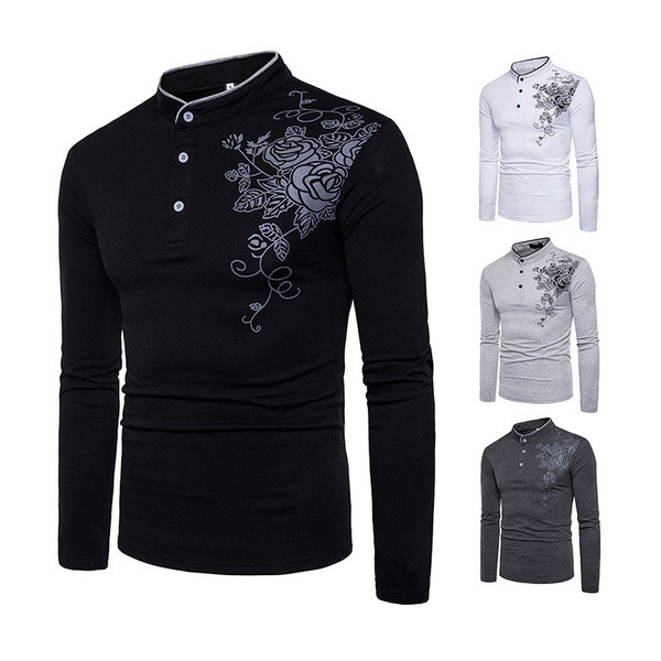 Modern férfi blúz négy színben virágos motívumokkal