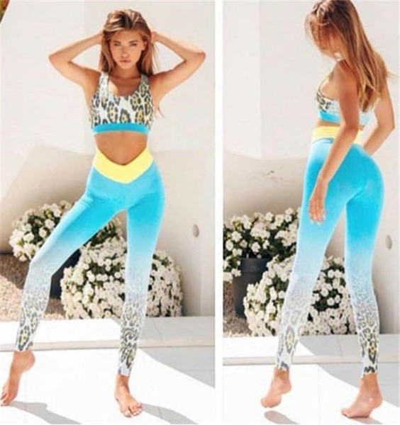 Két részes női sport szett kék leopárd mintával
