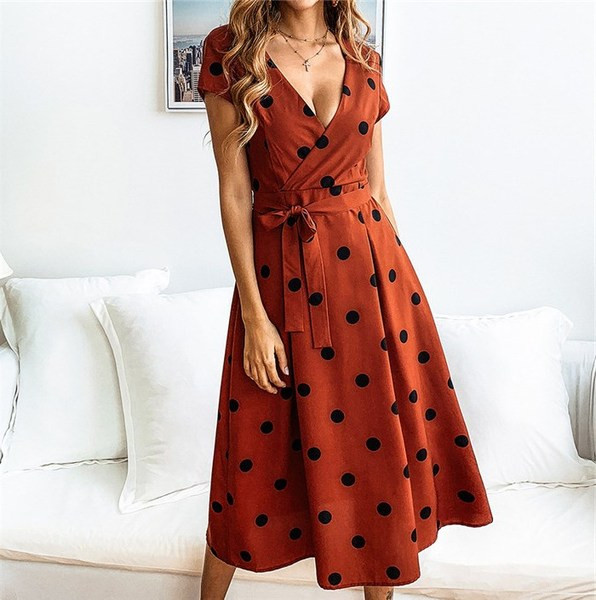 Modern női pöttyös ruha három színben