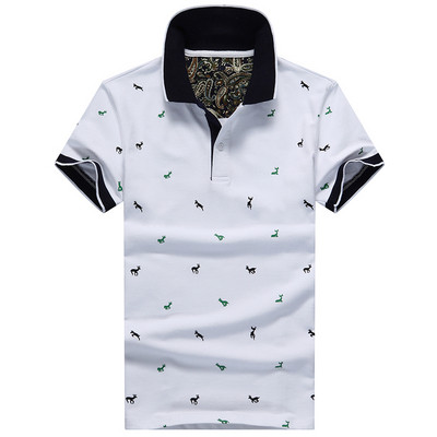 Férfi alkalmi póló négy színben, hímzéssel és gombokkal