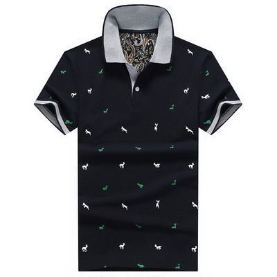 Férfi alkalmi póló négy színben, hímzéssel és gombokkal