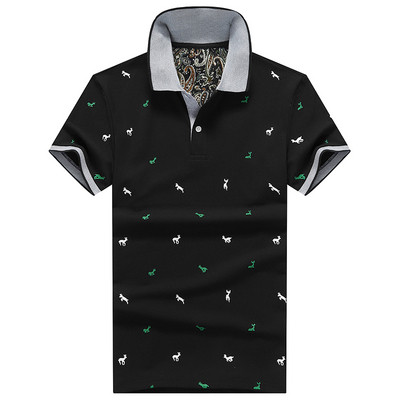 Férfi alkalmi póló négy színben, hímzéssel és gombokkal