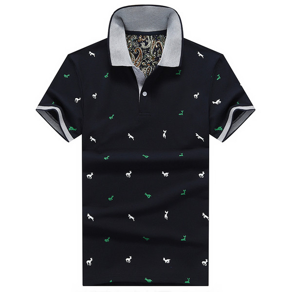 Férfi alkalmi póló négy színben, hímzéssel és gombokkal