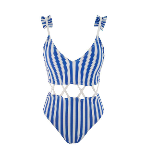 Naprakész női fürdőruha kivágásokkal két színben