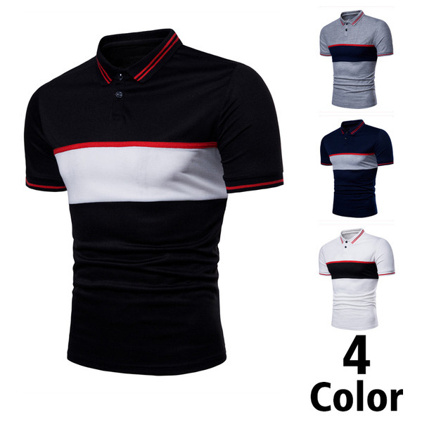 Alkalmi férfi póló négy színben, gombokkal