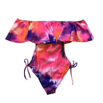 Μοντέρνο γυναικέιο ολόσωμο μαγιο σε λευκό χρώμα με  δεσμούς σε τρία χρώματα