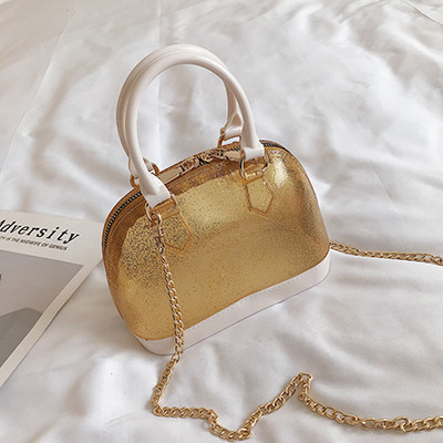 Geanta eleganta din piele lacuita in cinci culori, cu manere scurte si lungi