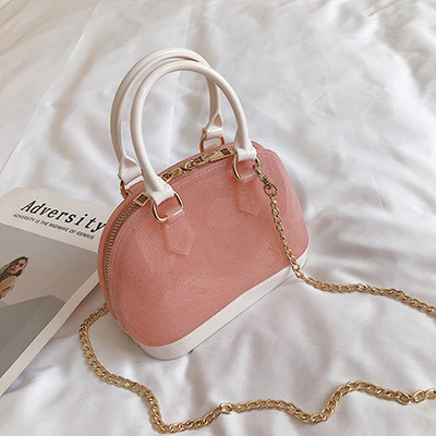 Geanta eleganta din piele lacuita in cinci culori, cu manere scurte si lungi