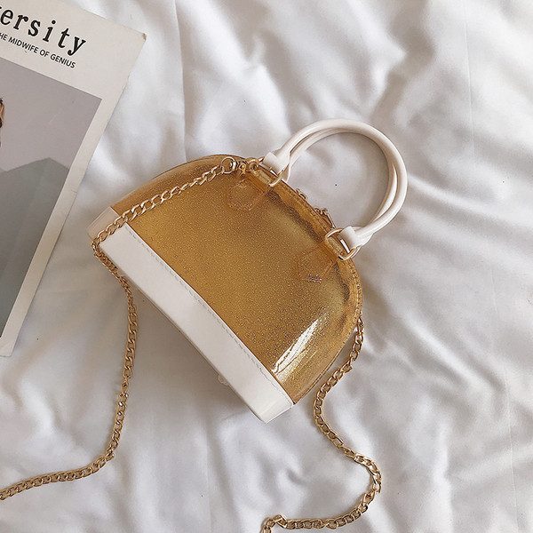 Geanta eleganta din piele lacuita in cinci culori, cu manere scurte si lungi