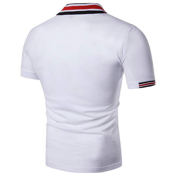 Egyszerű férfi póló kék-fehér színben, gombokkal