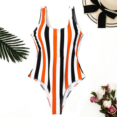 Csíkos fürdőruha cipzárral több színben