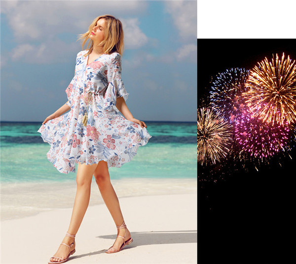 Női modern ruha aszimmetrikus modell virágmintás két színben