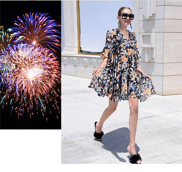 Női modern ruha aszimmetrikus modell virágmintás két színben