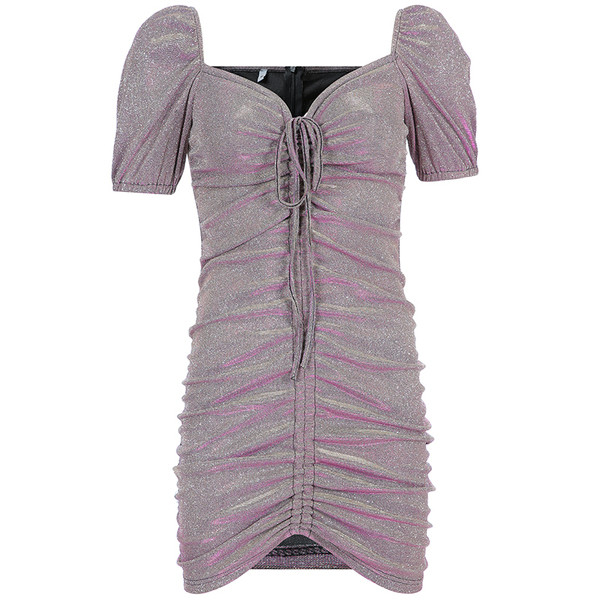 Fényes hatású, rövid ujjú modern női ruha