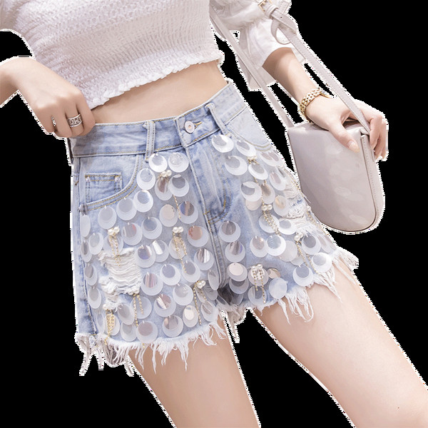 Модерни дамски къси дънки в два цвята с разкъсани мотиви