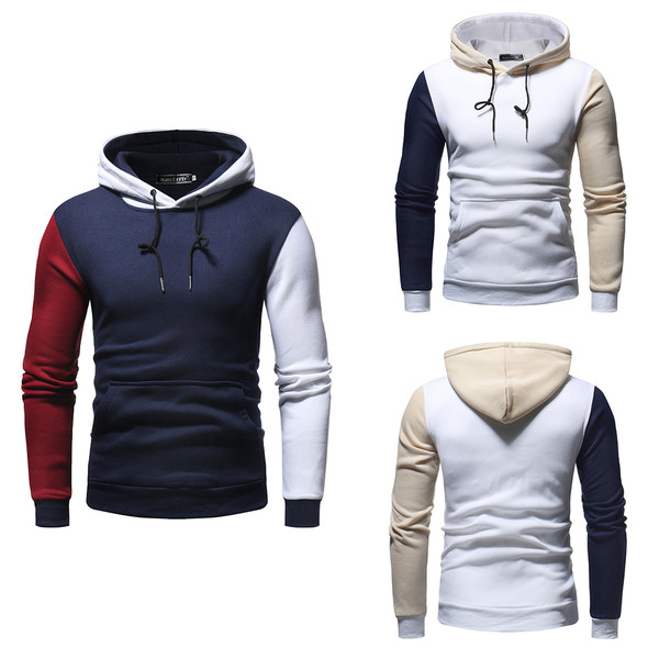 Modern férfi pulóver két színben kapucnival