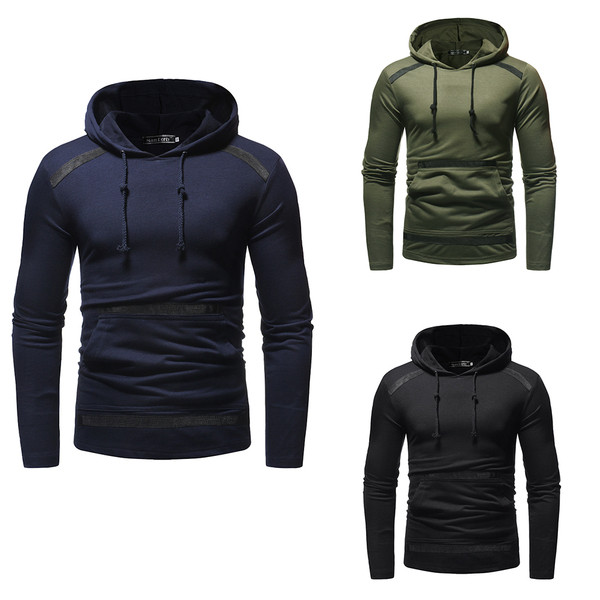 Napi férfi pulóver három színben, zsebekkel és kapucnival