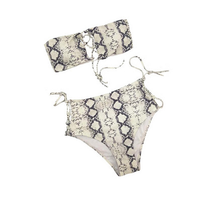 Korszerű kétrészes női fürdőruha kígyómintával két színben